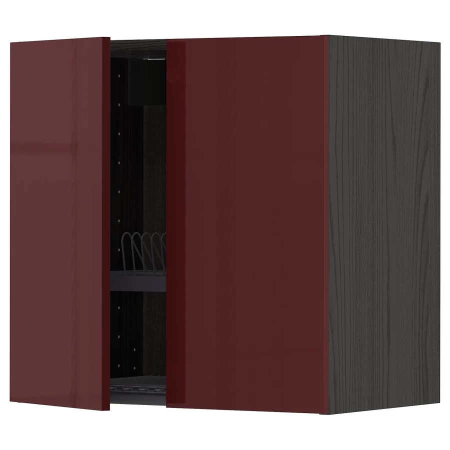 Навесной шкаф с сушилкой - METOD IKEA/ МЕТОД ИКЕА, 60х60 см, черный/красный (изображение №1)
