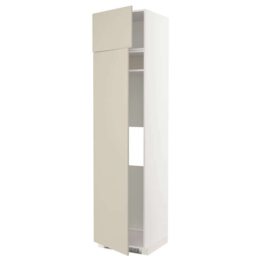 Высокий кухонный шкаф - IKEA METOD/МЕТОД ИКЕА, 240х60х60 см, белый/бежевый (изображение №1)