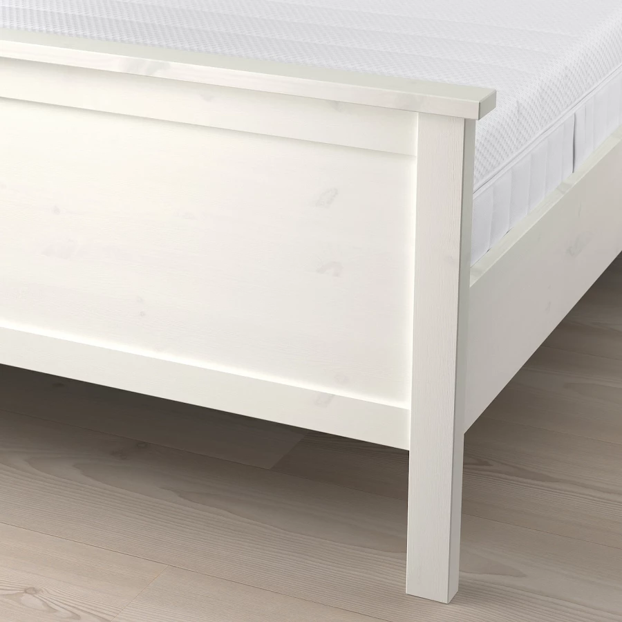 Кровать - IKEA HEMNES, 200х90 см, матрас средне-жесткий, белая морилка, ХЕМНЭС ИКЕА (изображение №4)