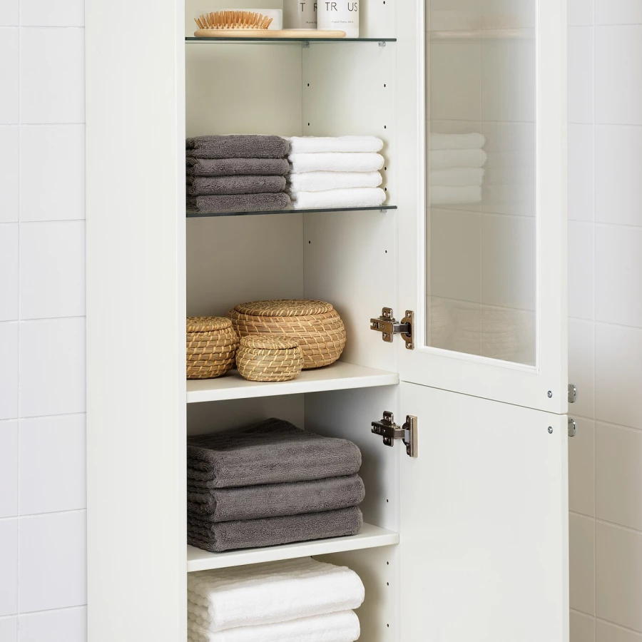 Высокий шкаф для ванной - IKEA GODMORGON/ГОДМОРГОН ИКЕА, 40x32x192 см, белый (изображение №3)
