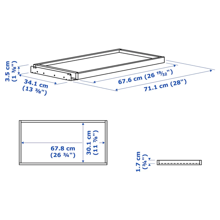 Выдвижной поднос - IKEA KOMPLEMENT/КОМПЛЕМЕНТ ИКЕА, 35х75 см, серый/бежевый (изображение №5)