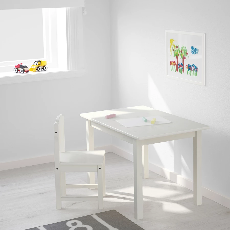 Стол детский - IKEA SUNDVIK/СУНДВИК ИКЕА, 76x50 см, белый (изображение №4)