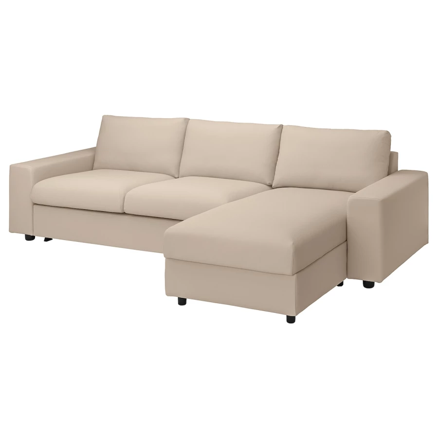 3-местный диван с шезлонгом - IKEA VIMLE, 98x285см, бежевый, ВИМЛЕ ИКЕА (изображение №2)