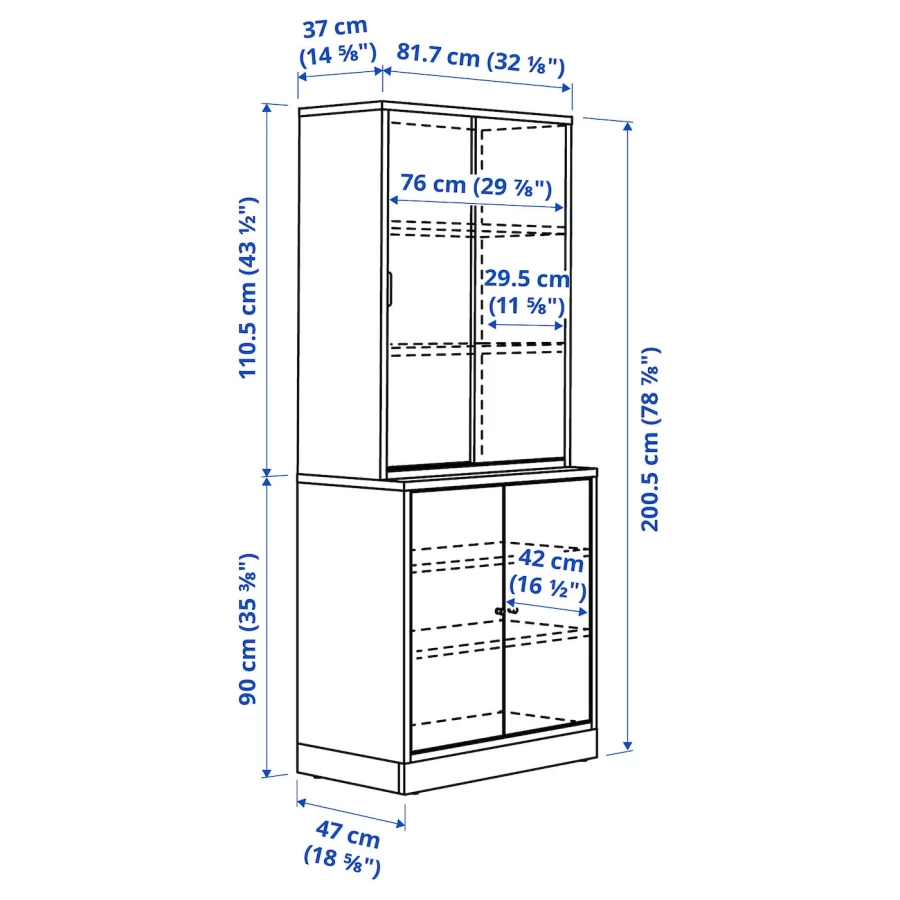 Комбинация с раздвижными дверями - IKEA TONSTAD/ТОНСТАД ИКЕА, 200х47х82 см, светло-коричневый (изображение №3)