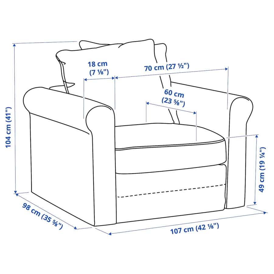 Кресло - IKEA GRÖNLID/GRONLID, 107х98х104 см, бежевый, ГРОНЛИД ИКЕА (изображение №2)