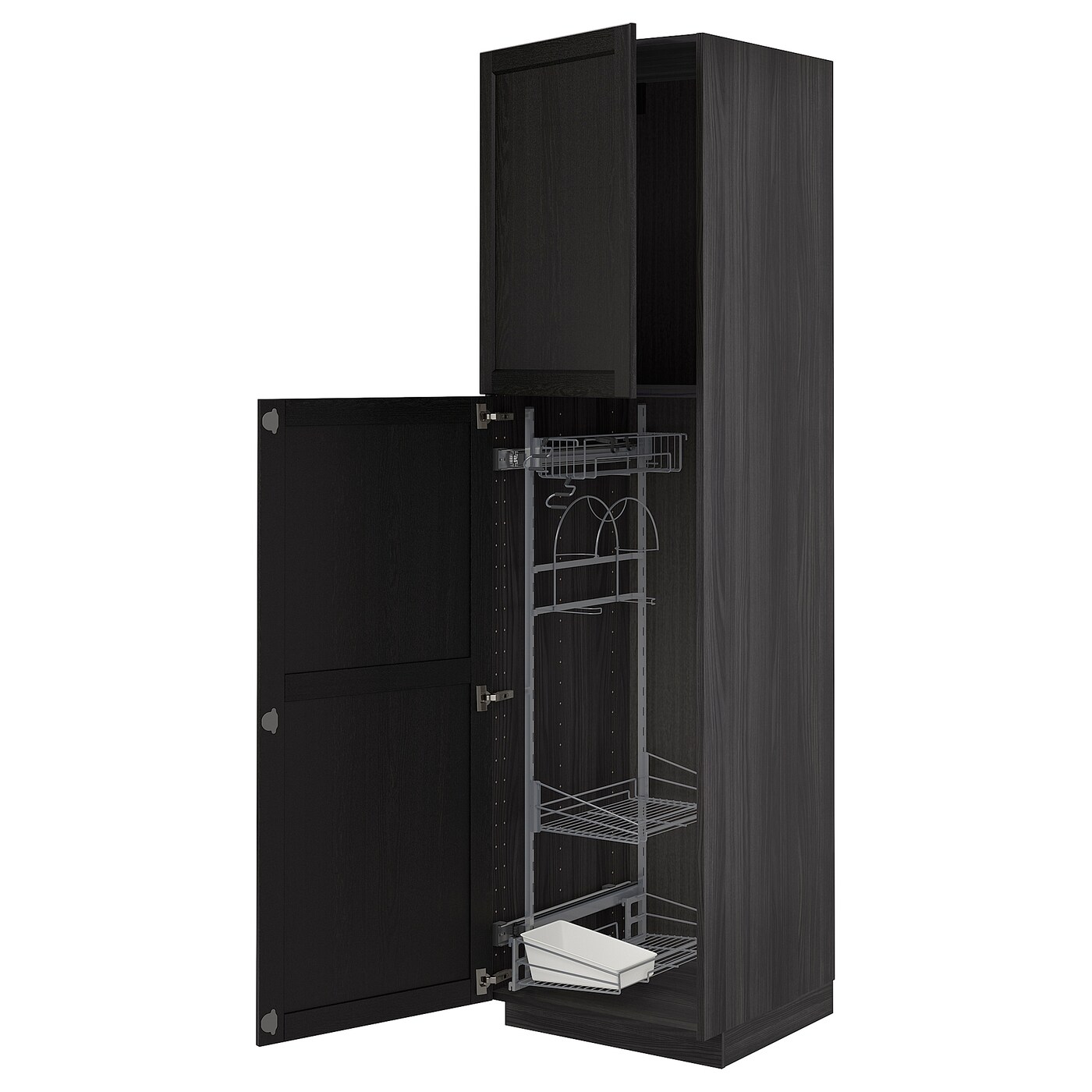 Высокий шкаф/бытовой - IKEA METOD/МЕТОД ИКЕА, 220х60х60 см, черный