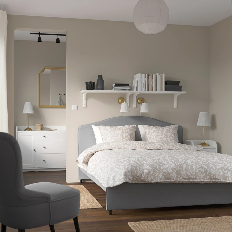 Двуспальная кровать - IKEA HAUGA, 200х160 см, серый, ХАУГА ИКЕА (изображение №2)