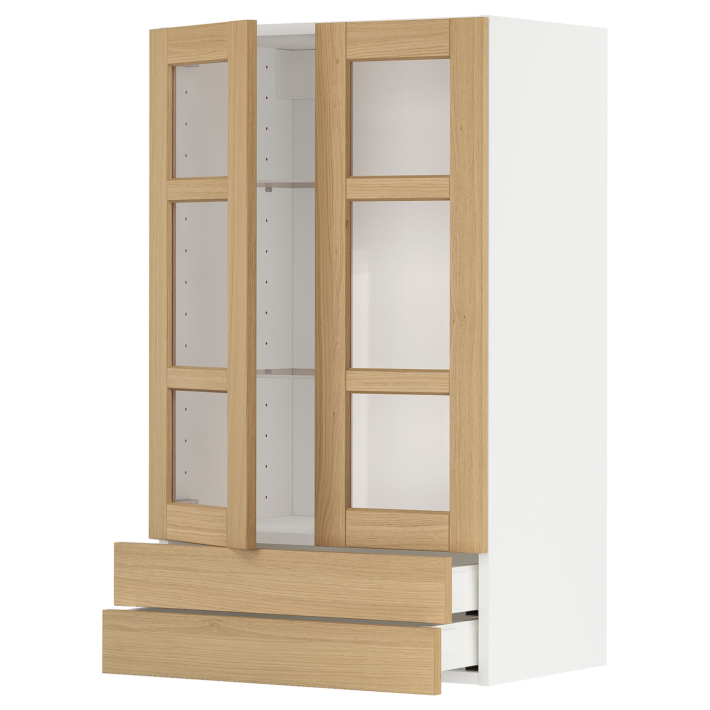 Навесной шкаф - METOD / MAXIMERA IKEA/ МЕТОД/МАКСИМЕРА ИКЕА, 60х100 см, белый/под беленый дуб