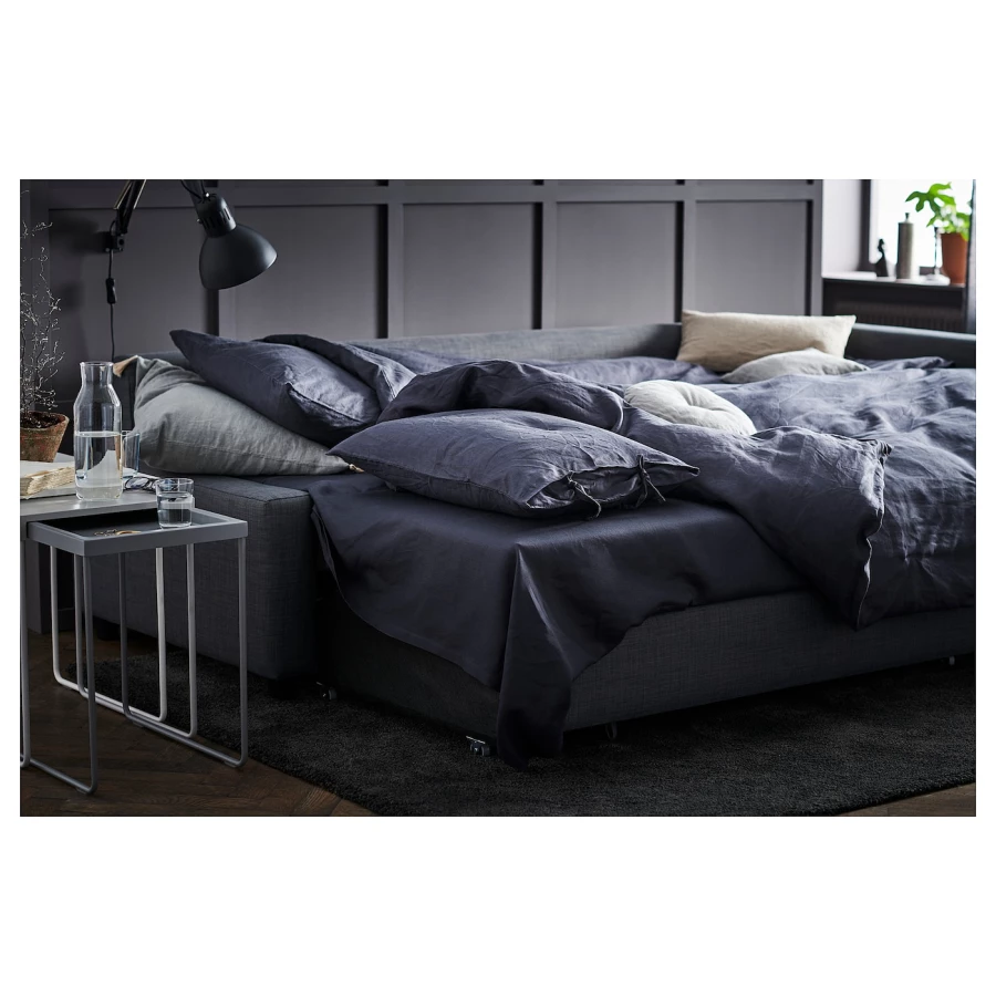 Угловой диван-кровать - IKEA FRIHETEN, 66x151x230см, cерый, ФРИХЕТЭН ИКЕА (изображение №4)