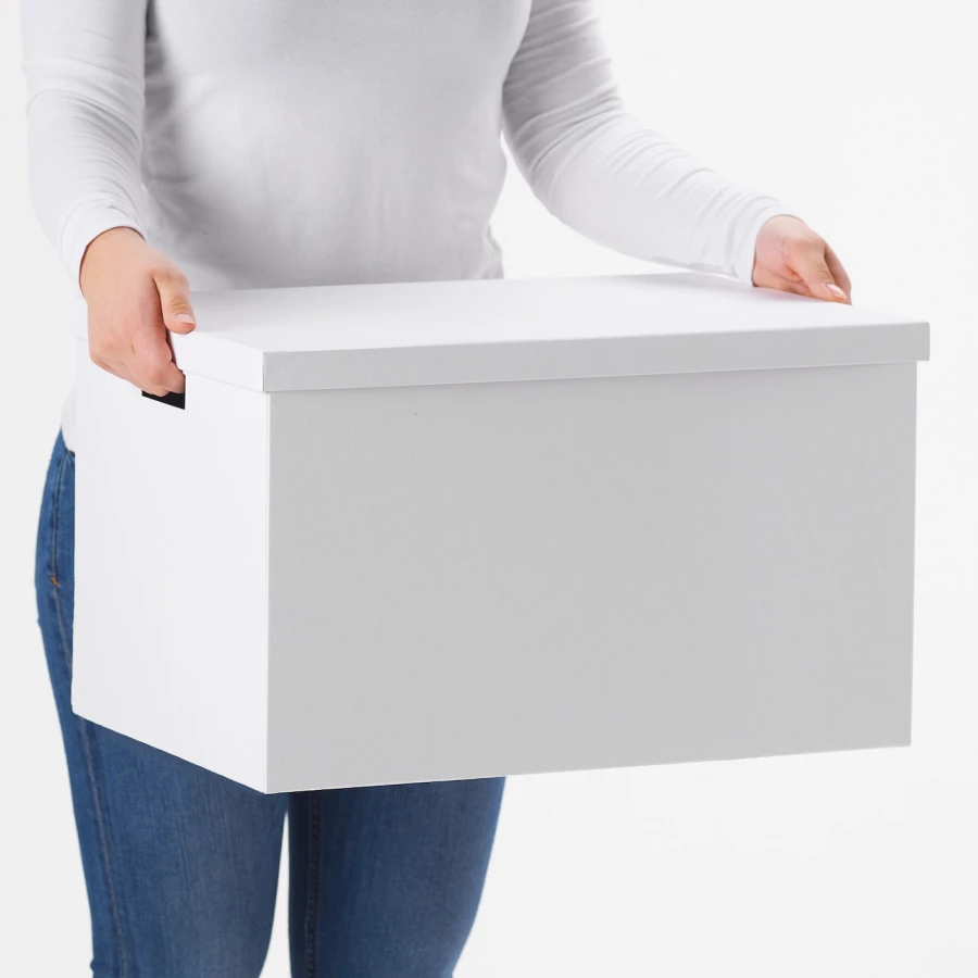 Коробка с крышкой - TJENA IKEA/ ТЬЕНА ИКЕА, 50х35х30 см,  белый (изображение №7)