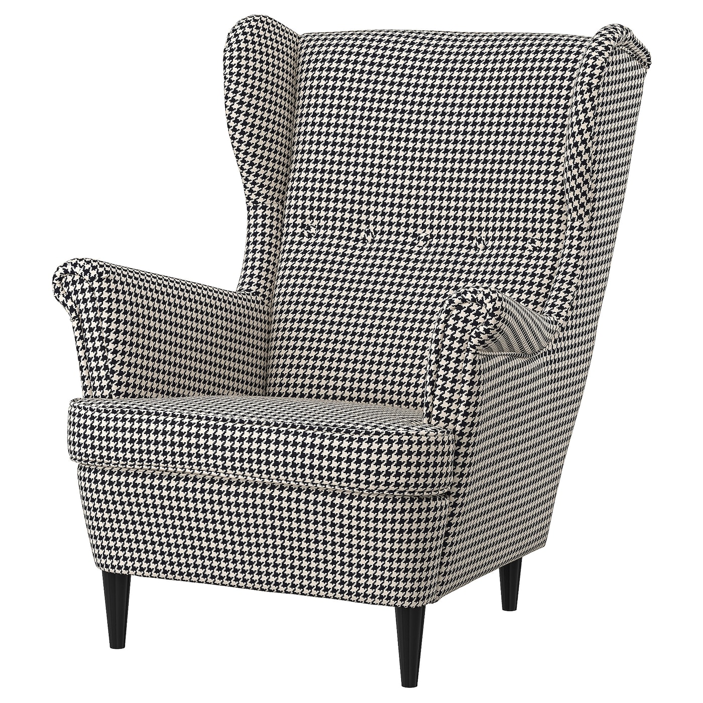 Кресло с подлокотниками - IKEA STRANDMON, 82х96х101 см, черный/белый, СТРАНДМОН ИКЕА