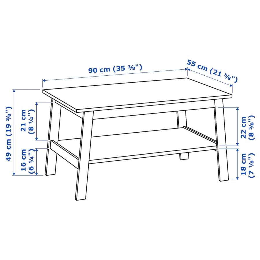 Журнальный стол - IKEA LUNNARP/ИКЕА ЛУНАРП, 90х55х49 см, белый (изображение №5)