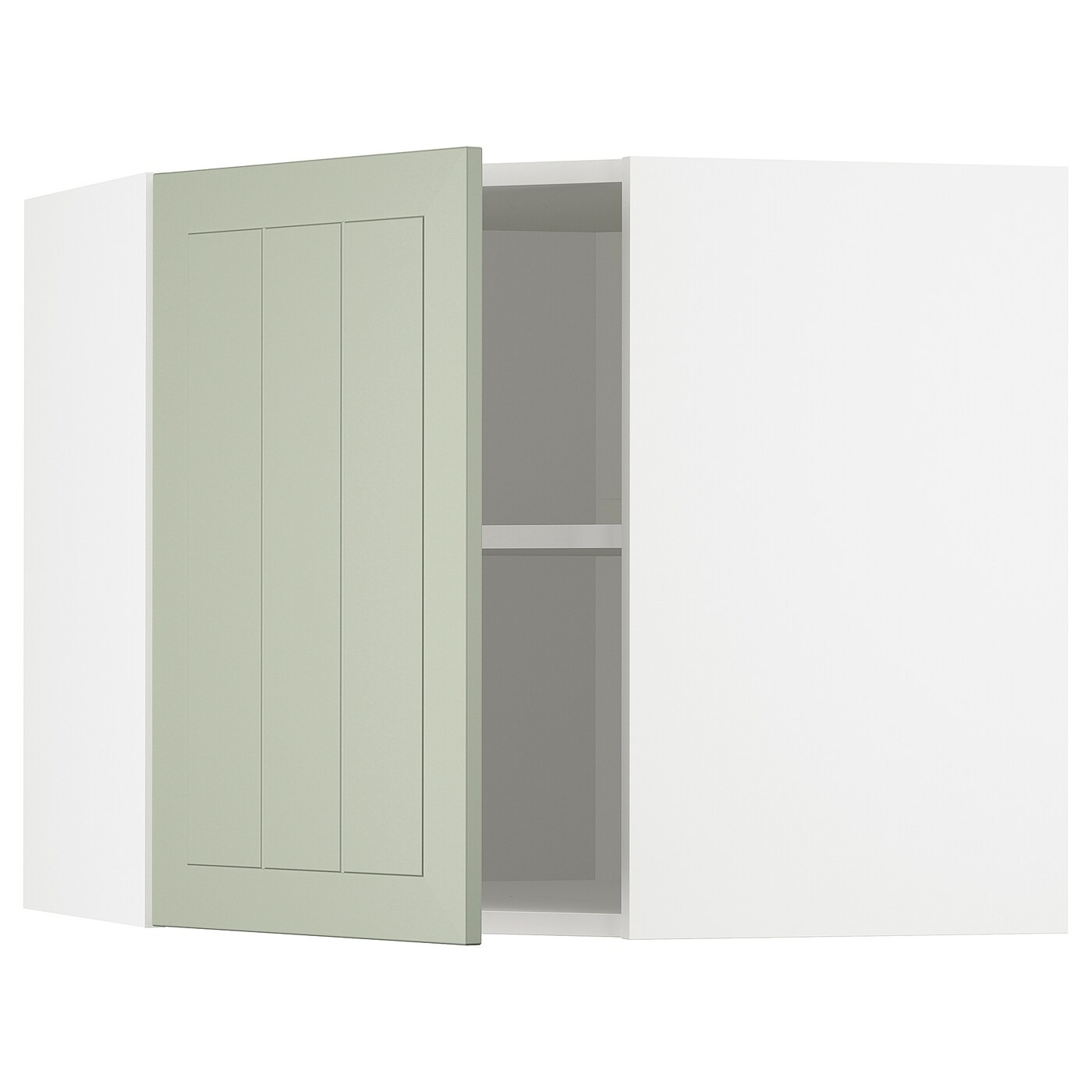Угловой навесной шкаф с полками - METOD  IKEA/  МЕТОД ИКЕА, 60х68 см, белый/зеленый