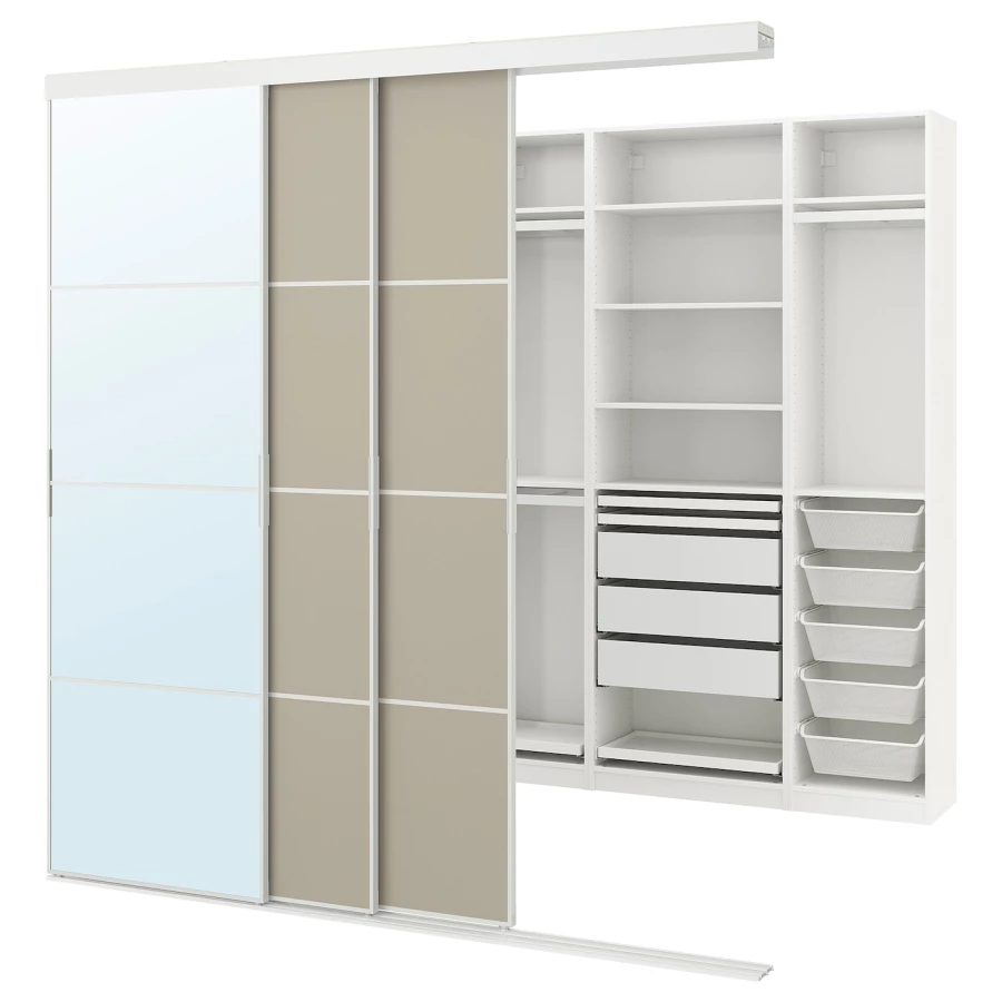 Шкаф - SKYTTA / PAX IKEA/ СКИТТА / ПАКС  ИКЕА, 240х251 см, белый/бежевый (изображение №1)