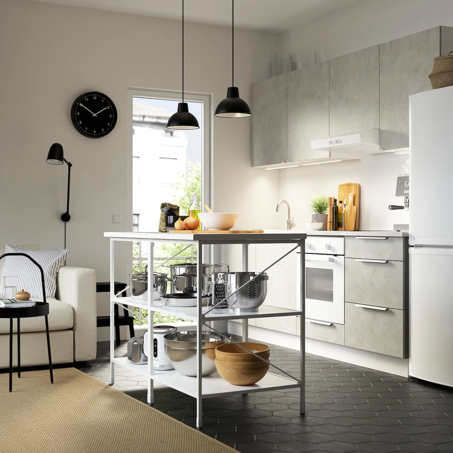 Кухонный остров - IKEA ENHET, 123x63,5x91см, белый, ЭХНЕТ ИКЕА (изображение №2)
