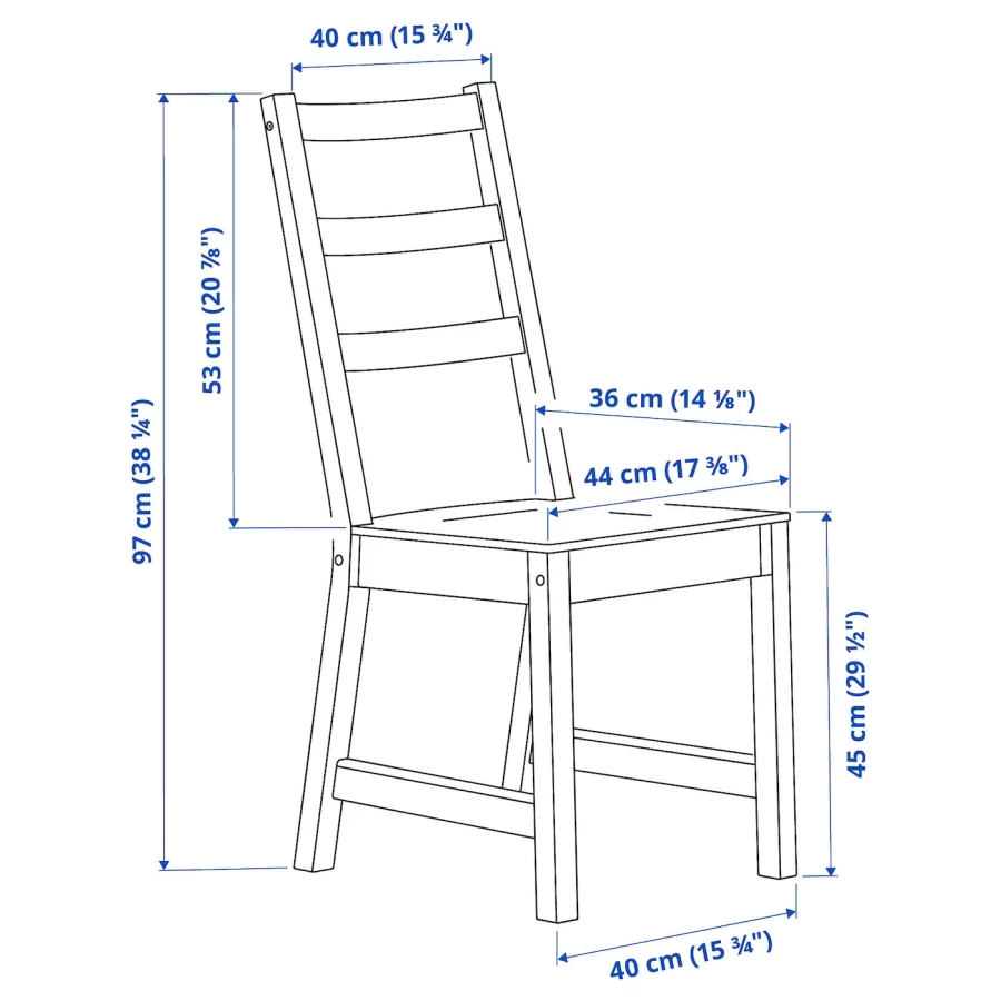 Стул - IKEA NORDVIKEN,  97х44х54 см,  белый, НОРДВИКЕН ИКЕА (изображение №9)