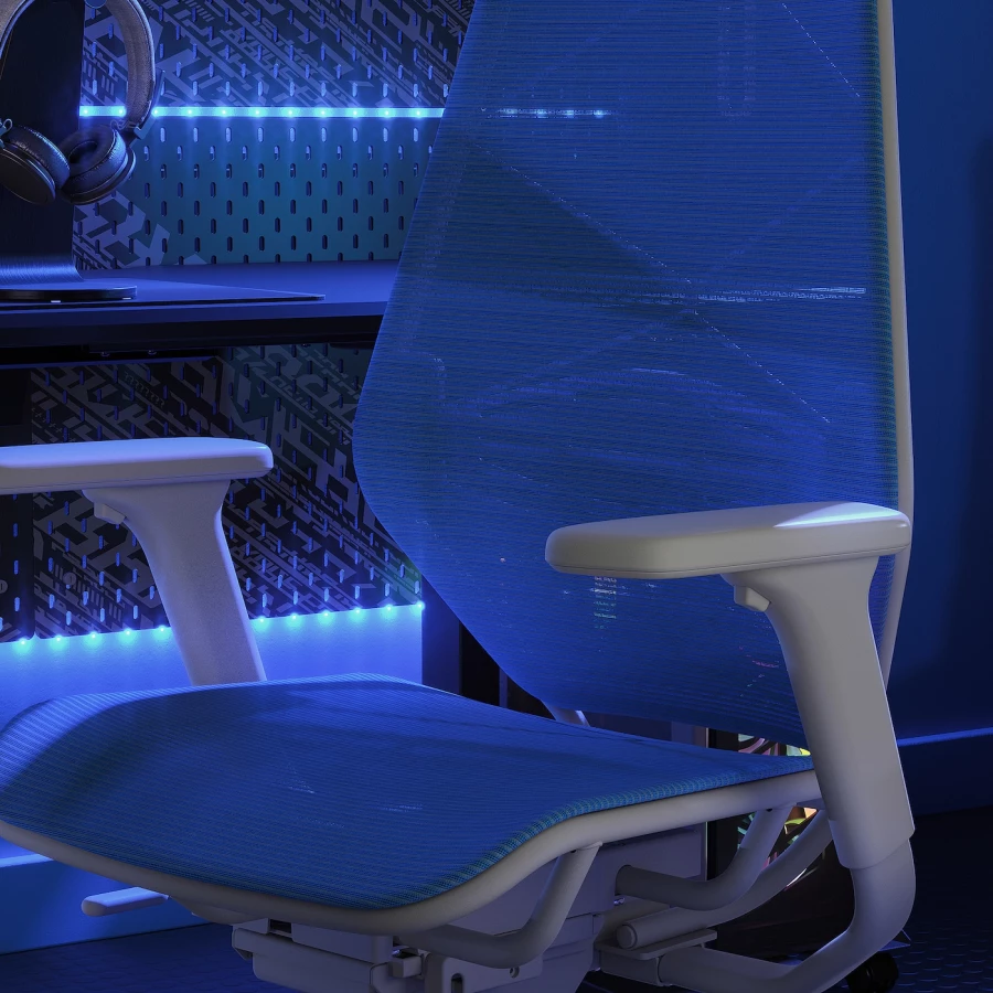 Игровое/офисное кресло - IKEA STYRSPEL, 71х119/142 см, синий/светло-серый, СТИРСПЕЛЬ ИКЕА (изображение №9)