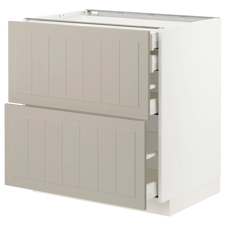 Напольный кухонный шкаф  - IKEA METOD MAXIMERA, 88x62x80см, белый/темно-бежевый, МЕТОД МАКСИМЕРА ИКЕА (изображение №1)