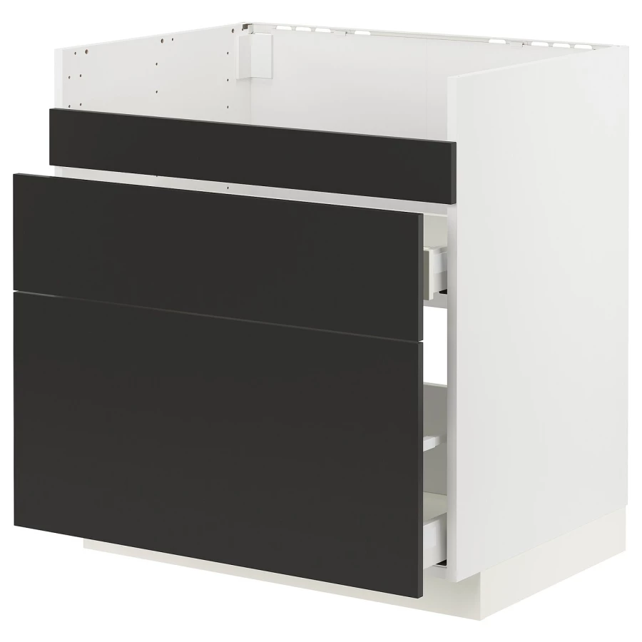 Шкаф под раковину/3 шт/2 шт - METOD / HAVSEN/MAXIMERA  IKEA/ МЕТОД/ХАВСЕН/МАКСИМЕРА ИКЕА, 88х80 см,  черный/белый (изображение №1)