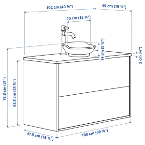 Второе фото. TÄNNFORSEN / VÄSTERSJÖN Шкаф умывальник с ящиками/мойкой/смесителем ИКЕА