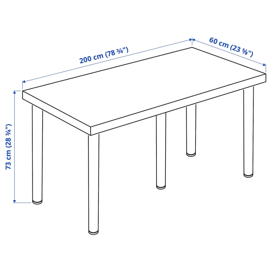Письменный стол - IKEA LAGKAPTEN/ADILS, 200х60 см, белый, ЛАГКАПТЕН/АДИЛЬС ИКЕА (изображение №5)