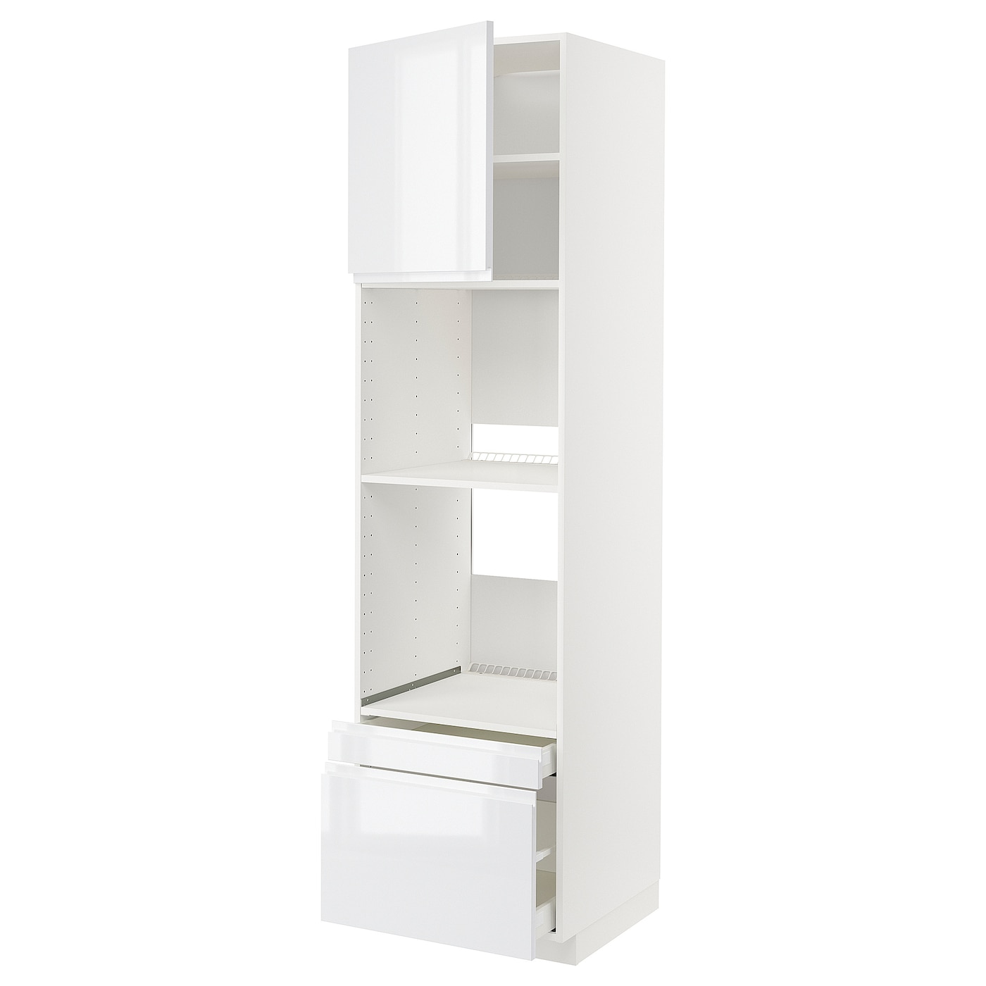 Высокий шкаф с ящиками - IKEA METOD/MAXIMERA/МЕТОД/МАКСИМЕРА ИКЕА, 220х60х60 см, белый глянцевый