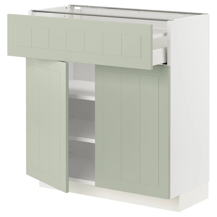 Напольный кухонный шкаф  - IKEA METOD MAXIMERA, 80x37x80см, белый/светло-зеленый, МЕТОД МАКСИМЕРА ИКЕА (изображение №1)