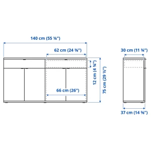 Второе фото. Комбинация для хранения - VIHALS IKEA/ ВИХАЛС ИКЕА, 75х140 см, серый