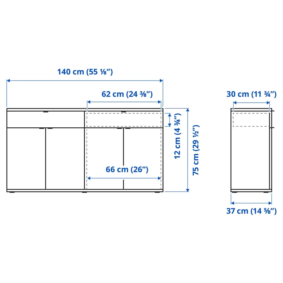 Комбинация для хранения - VIHALS  IKEA/ ВИХАЛС ИКЕА, 75х140 см, серый (изображение №6)
