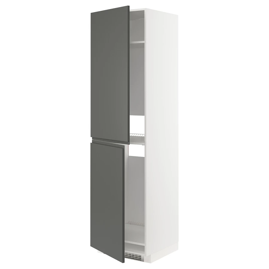 Высокий кухонный шкаф - IKEA METOD/МЕТОД ИКЕА, 220х60х60 см, белый/темно-серый (изображение №1)