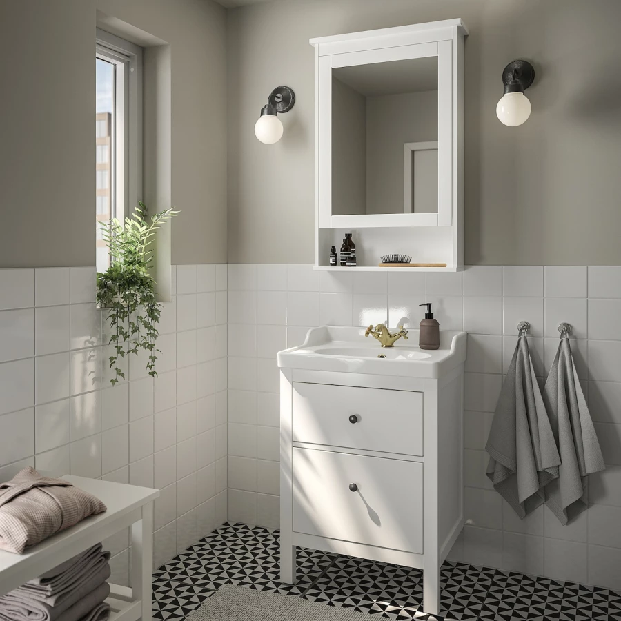Тумба для ванной - HEMNES / RUTSJÖN /RUTSJОN IKEA/ ХЕМНЕС/РУТСЕН ИКЕА, 62х49х95 см, белый (изображение №2)