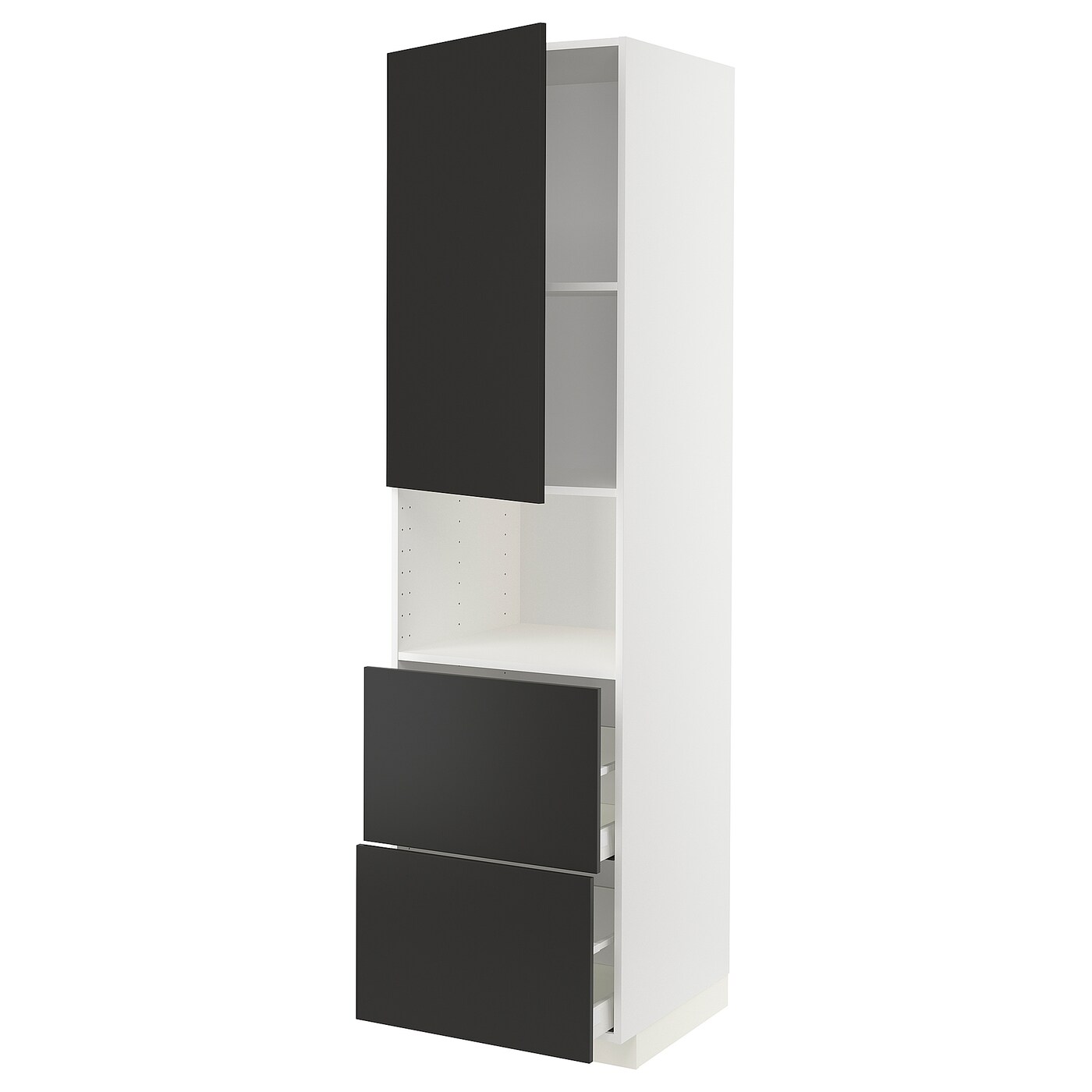 Высокий шкаф с ящиками - IKEA METOD/MAXIMERA/МЕТОД/МАКСИМЕРА ИКЕА, 220х60х60 см, черный/белый