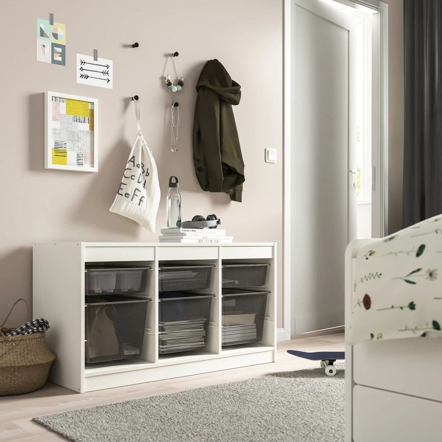 Стеллаж - IKEA TROFAST, 99х44х56 см, белый/серый, ТРУФАСТ ИКЕА (изображение №2)