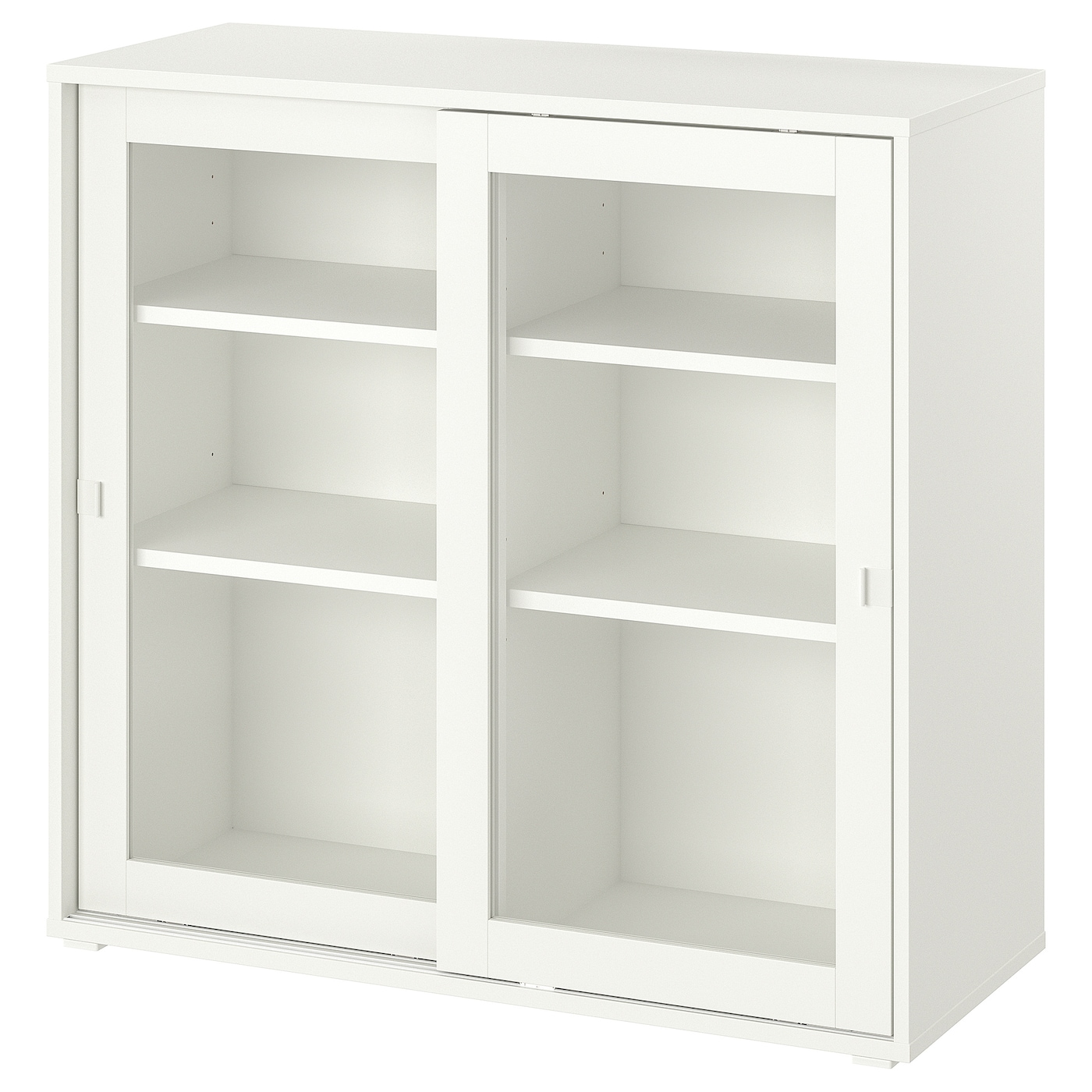 Шкаф-витрина с раздвижными дверцами - VIHALS  IKEA/ ВИХАЛС ИКЕА, 95x37x90 с, белый