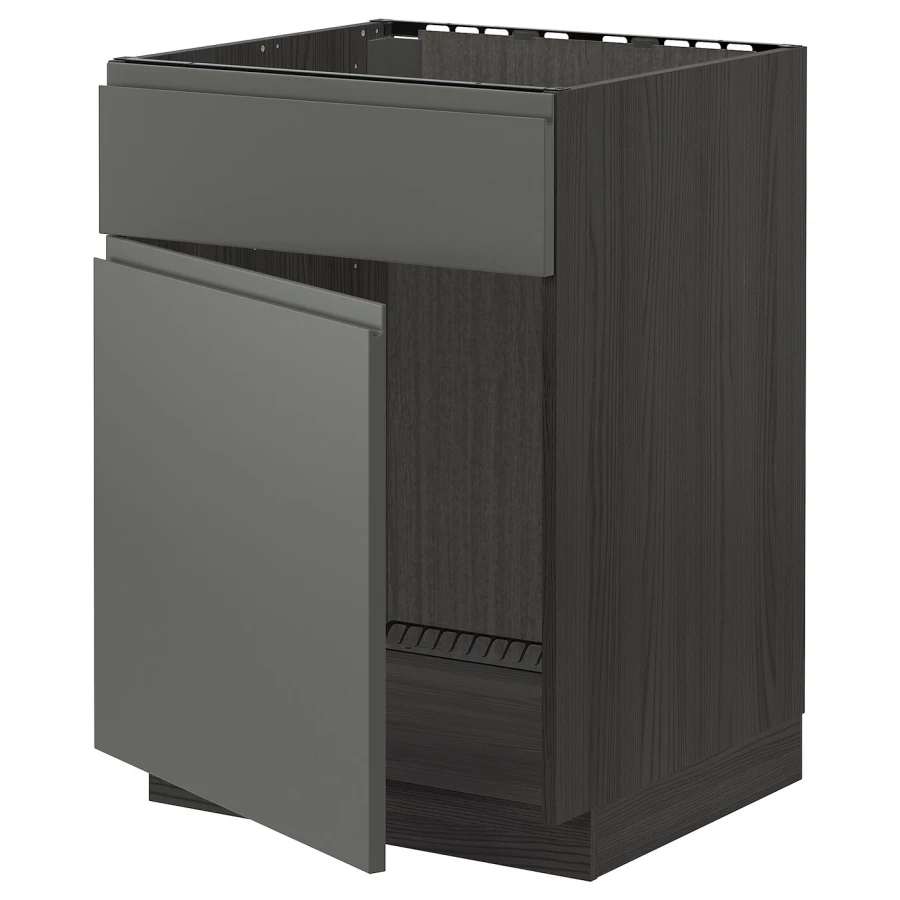 Напольный кухонный шкаф  - IKEA METOD, 88x62x60см, темно-серый/серый, МЕТОД ИКЕА (изображение №1)