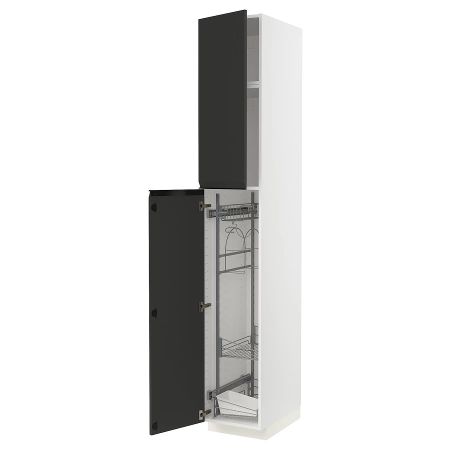 Высокий шкаф/бытовой - IKEA METOD/МЕТОД ИКЕА, 240х60х40 см, черный/белый (изображение №1)