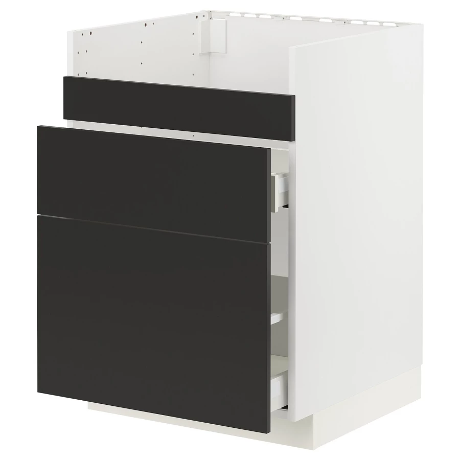 Шкаф под раковину /3 шт/2 шт - METOD / HAVSEN/MAXIMERA  IKEA/ МЕТОД/ХАВСЕН/МАКСИМЕРА ИКЕА, 88х60 см,  белый/черный (изображение №1)
