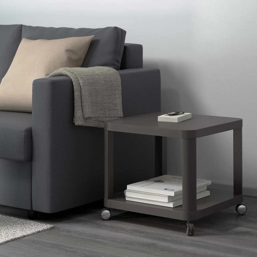 Столик придиванный - IKEA TINGBY/ТИНГБИ ИКЕА, 45х50х50 см, серый (изображение №2)