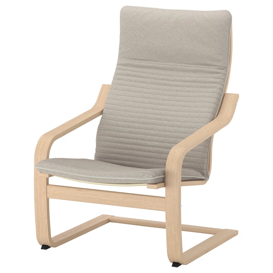 Кресло - IKEA POÄNG/POANG/ПОЭНГ ИКЕА, 68х82х100 см, серый (изображение №1)