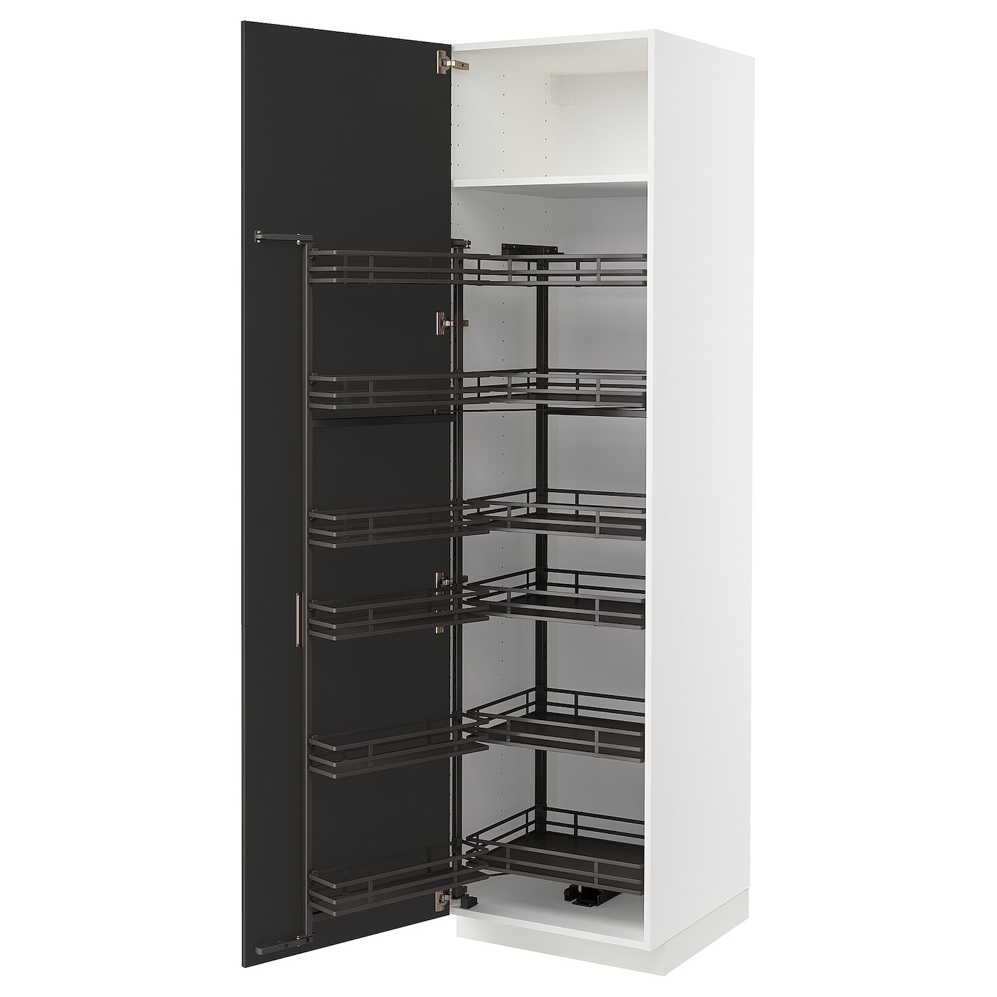 Высокий шкаф с выдвижной кладовой - IKEA METOD/МЕТОД ИКЕА, 60х60х220 см, черный/белый