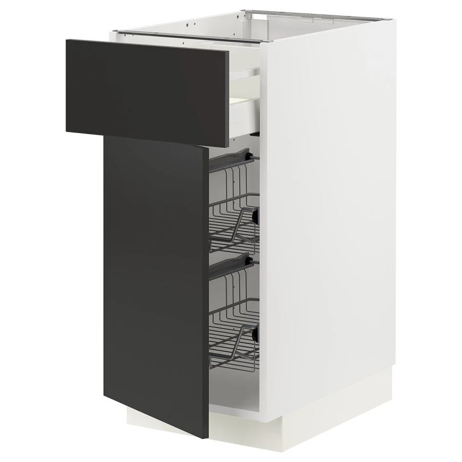 Нижний шкаф - METOD / MAXIMERA IKEA/ МЕТОД / МАКСИМЕРА ИКЕА, 88х40 см, белый/черный (изображение №1)