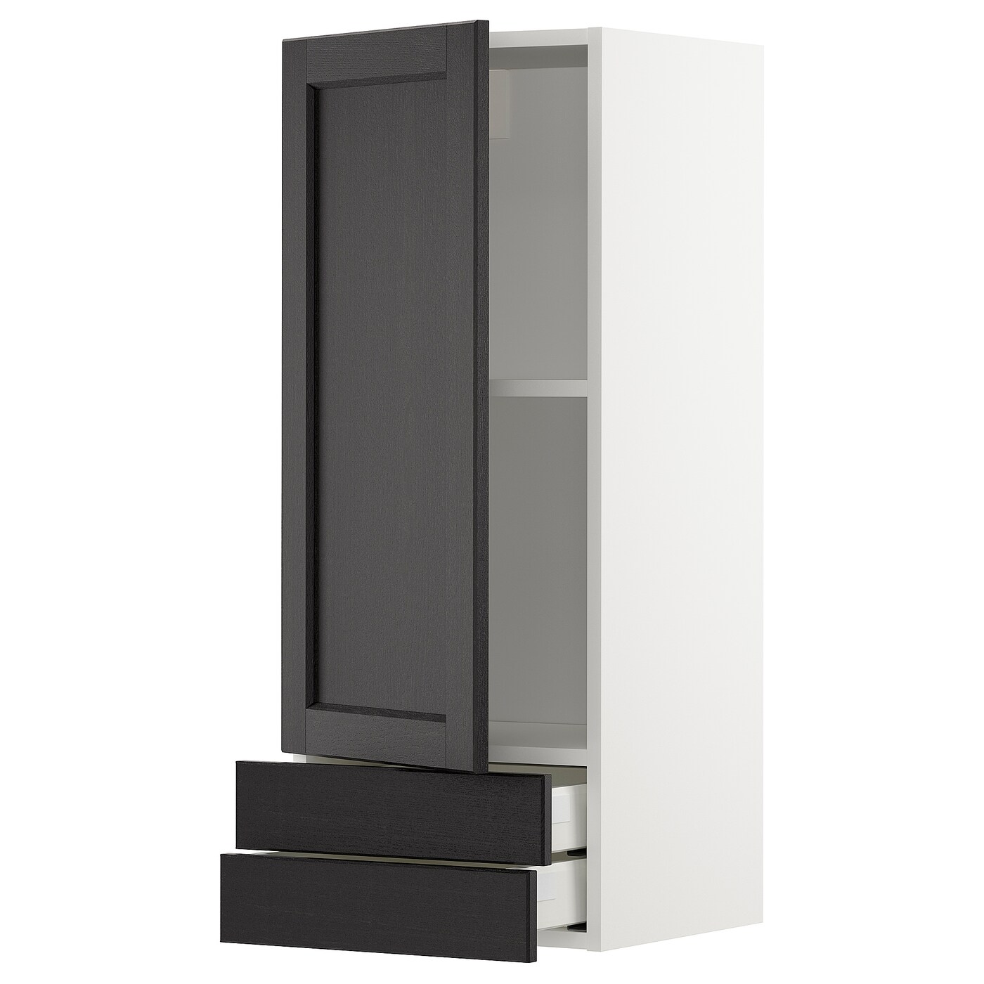 Навесной шкаф с полкой - METOD/MAXIMERA  IKEA/ МЕТОД /МАКСИМЕРА ИКЕА, 100х40 см, белый/темно-серый