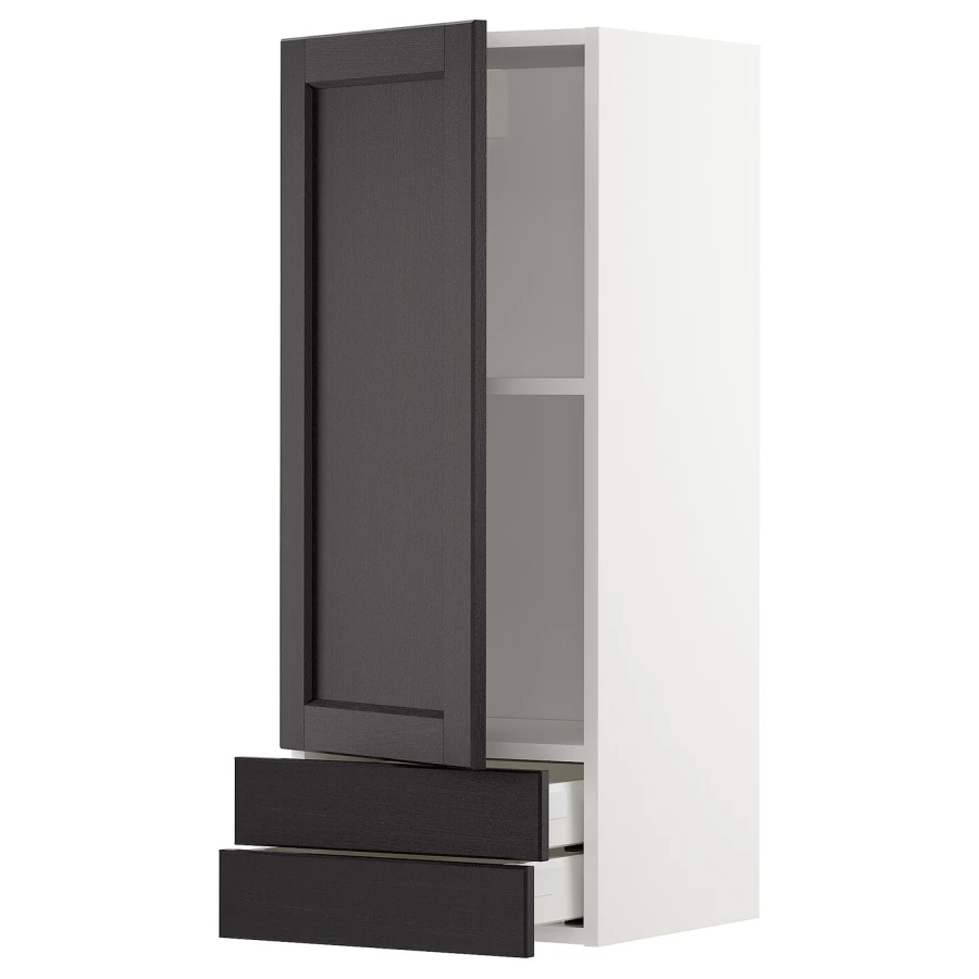 Навесной шкаф с полкой - METOD/MAXIMERA  IKEA/ МЕТОД /МАКСИМЕРА ИКЕА, 100х40 см, белый/темно-серый (изображение №1)