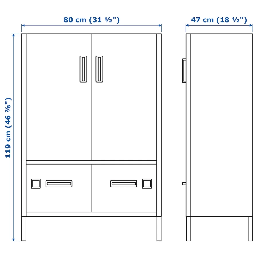 Офисный шкаф - IKEA IDÅSEN/IDASEN, темно-серый, 80x47x119 см, ИДОСЕН ИКЕА (изображение №9)