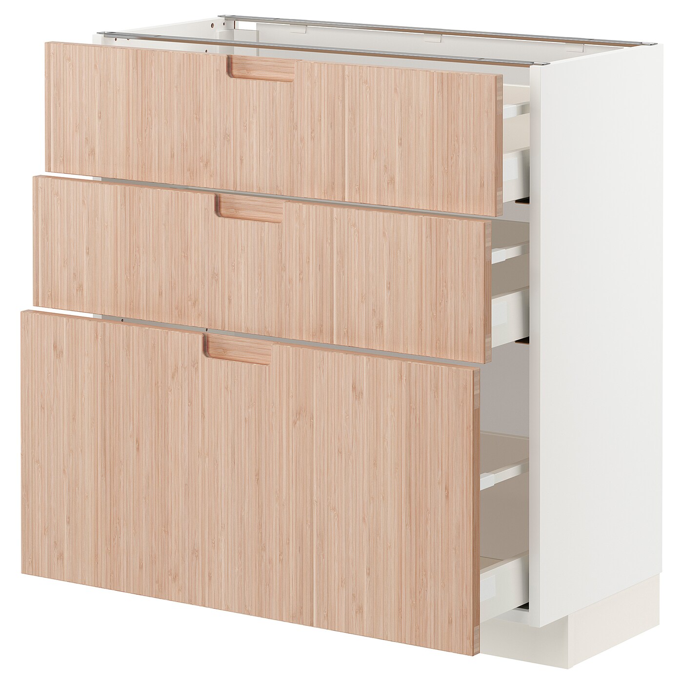 Напольный кухонный шкаф  - IKEA METOD MAXIMERA, 88x39x80см, белый/светлый бамбук, МЕТОД МАКСИМЕРА ИКЕА