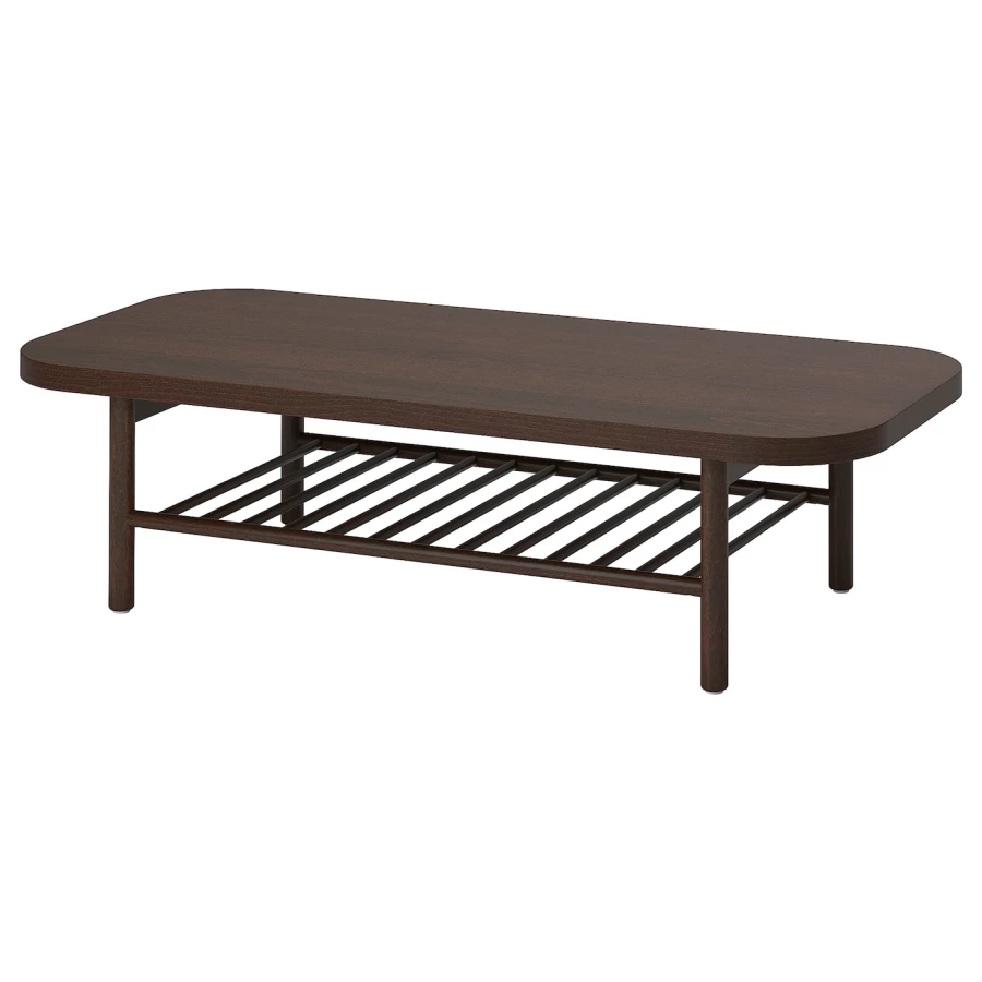 Журнальный стол - IKEA LISTERBY/ИКЕА ЛИСТЕРБИ, 140x60х37 см, темно-коричневый мореный дубовый шпон (изображение №1)