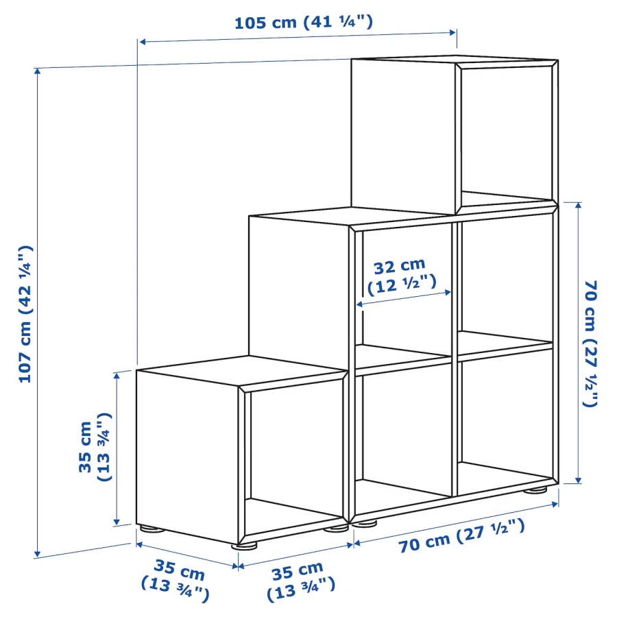 Комбинация для хранения - EKET IKEA/ЭКЕТ ИКЕА, 105x35x107 ,белый/коричневый (изображение №5)