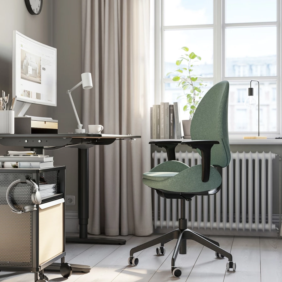 Офисный стул IKEA HATTEFJÄLL/HATTEFJALL, 68x68x114см, серый, ХАТТЕФЬЕЛЛЬ ИКЕА (изображение №6)