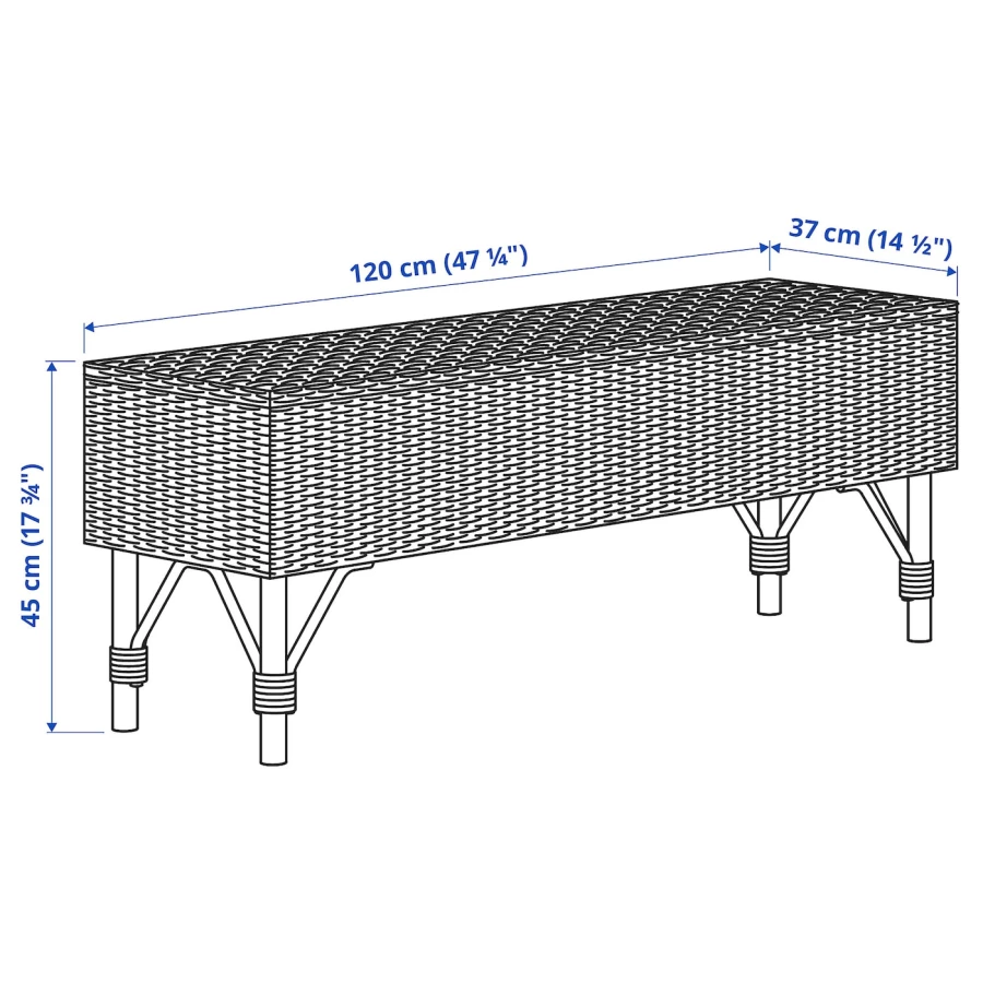 Скамья - IKEA TOLKNING/ТОЛКНИНГ ИКЕА, 46х120 см, коричневый (изображение №6)