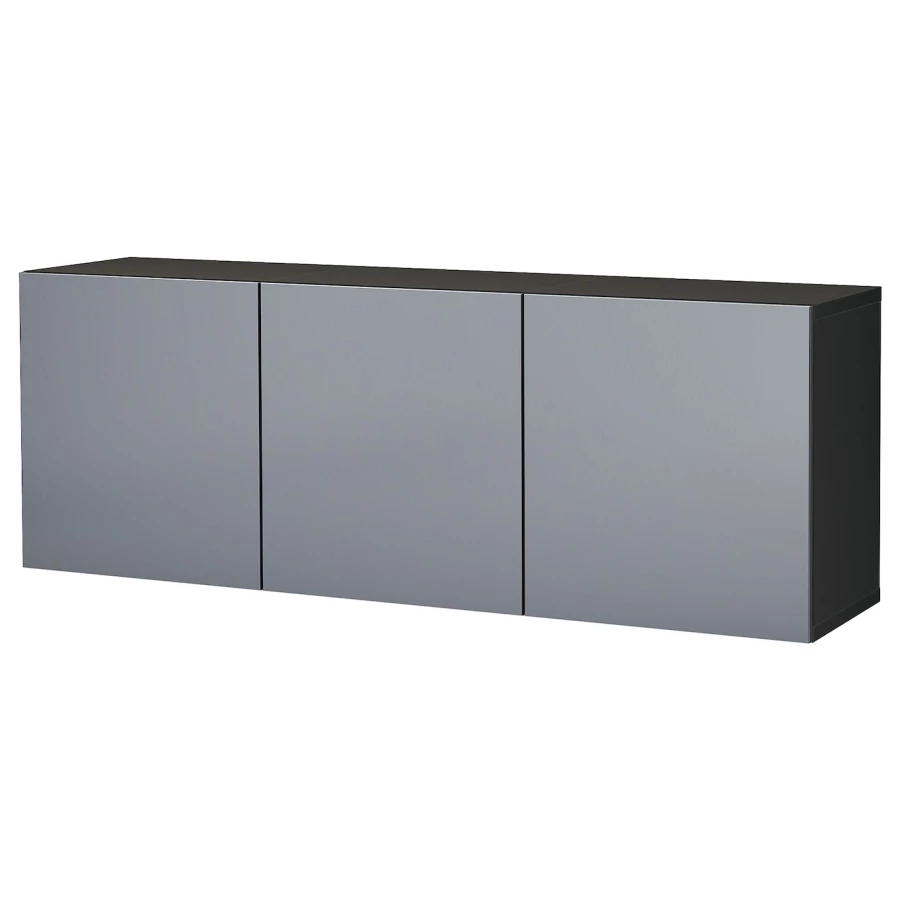 Настенный шкаф - BESTÅ / BESTА IKEA/  БЕСТА ИКЕА,  180х38 см, черный/серый (изображение №1)